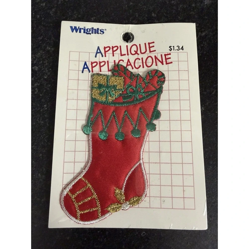 Vtg Wrights Christmas Applique Lot Of 7 Teddy Bears‎ Snowman Stocking Bell NOS